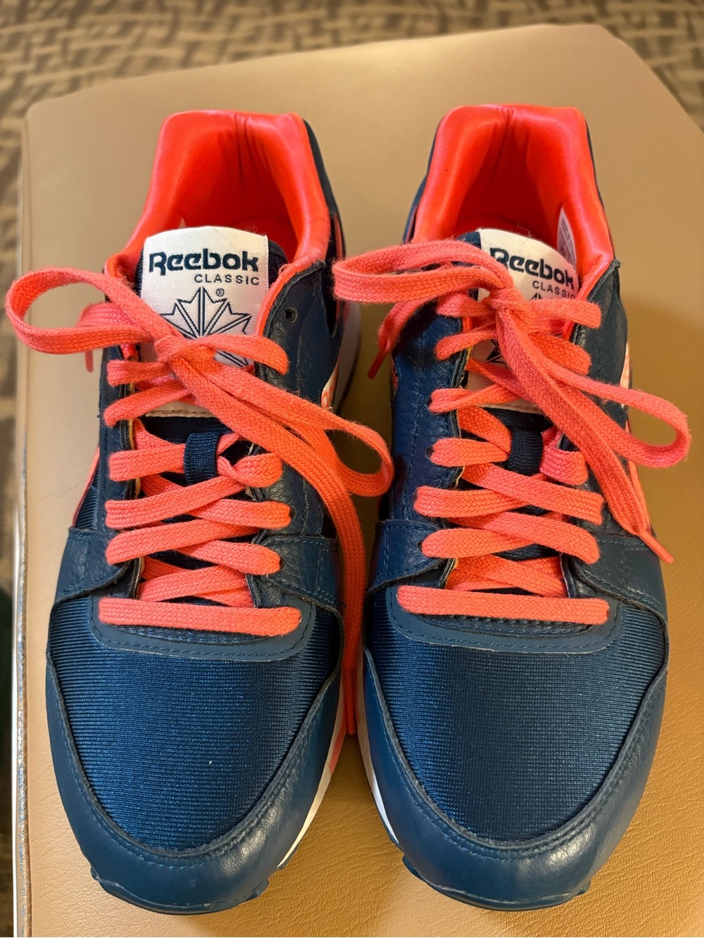 Reebok GL 6000 Women’s Low Top Lace Up Athletic Sneakers Navy/Orange Sz 7.5